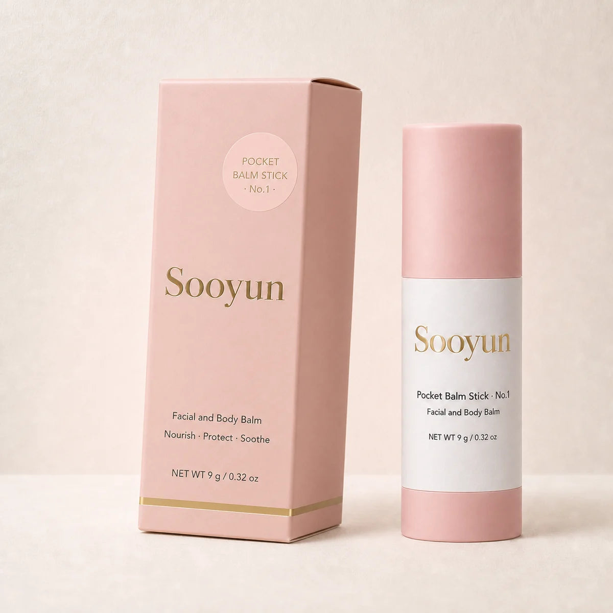 Sooyun Pocket Balm Stick No.1 beside its slim blush carton